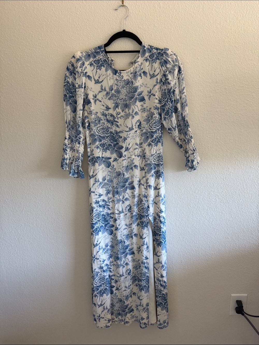 Reformation White and Blue Floral Maxi Dress